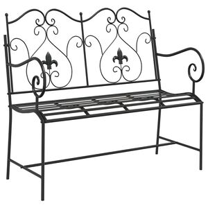 vidaXL Banco de jard&iacute;n Negro 104 x 54 x 93 cm Acero