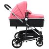 vidaXL Cochecito/Silla de beb&eacute; 2 en 1 aluminio rosa y negro