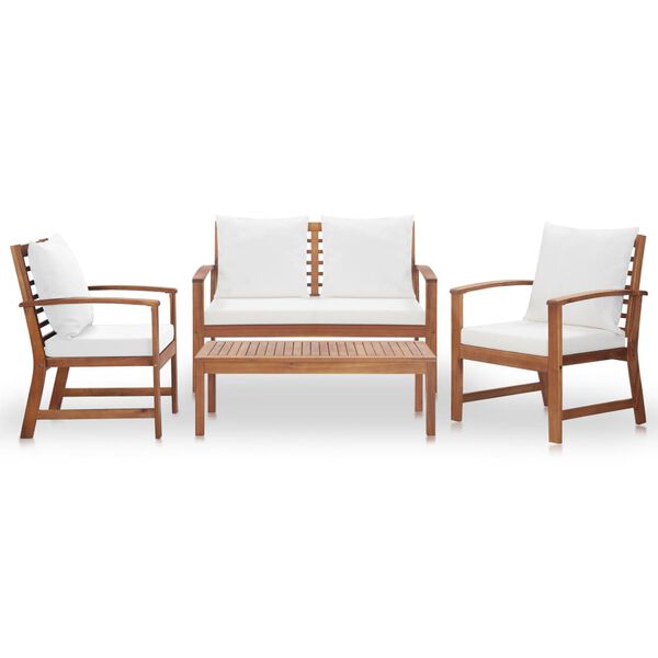 vidaXL Set de muebles de jard&iacute;n 4 pzs y cojines madera maciza acacia
