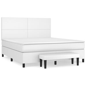 vidaXL Cama box spring con colch&oacute;n cuero sint&eacute;tico blanco 160x200 cm