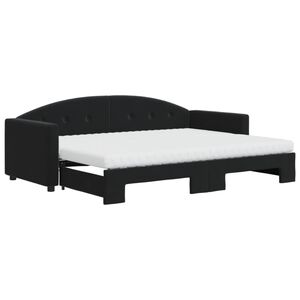 vidaXL Sof&aacute; cama nido con colch&oacute;n terciopelo negro 80x200 cm
