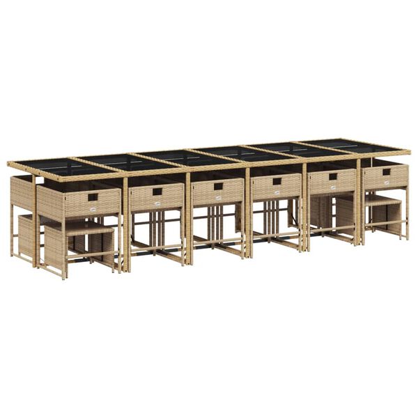vidaXL Set comedor de jard&iacute;n 17 pzas con cojines rat&aacute;n sint&eacute;tico beige