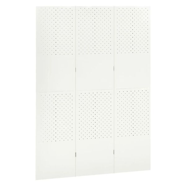 vidaXL Biombo divisor de 3 paneles acero blanco 120x180 cm