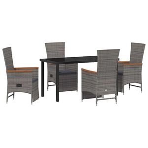 vidaXL Conjunto de Comedor de Jard&iacute;n 5 pcs Gris rat&aacute;n sint&eacute;tico
