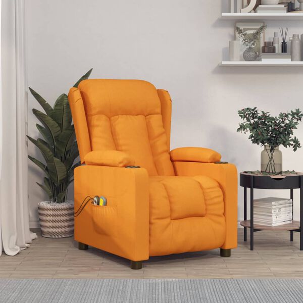vidaXL Sill&oacute;n de masaje el&eacute;ctrico tela amarillo oscuro