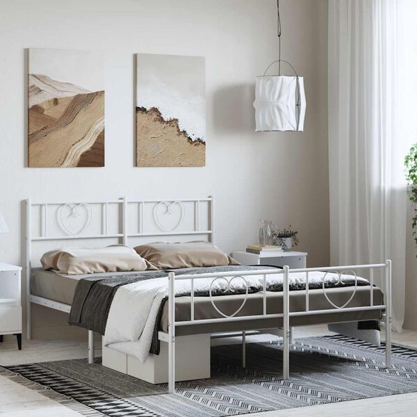 vidaXL Estructura cama sin colch&oacute;n con estribo metal blanco 150x200 cm