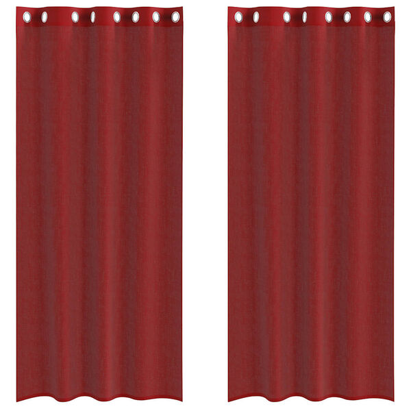 vidaXL Cortinas de gasa con ojales 2 uds rojo vino