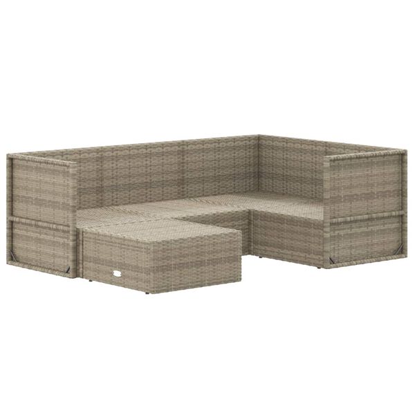 vidaXL Set de muebles de jard&iacute;n 5 pzas y cojines rat&aacute;n sint&eacute;tico gris