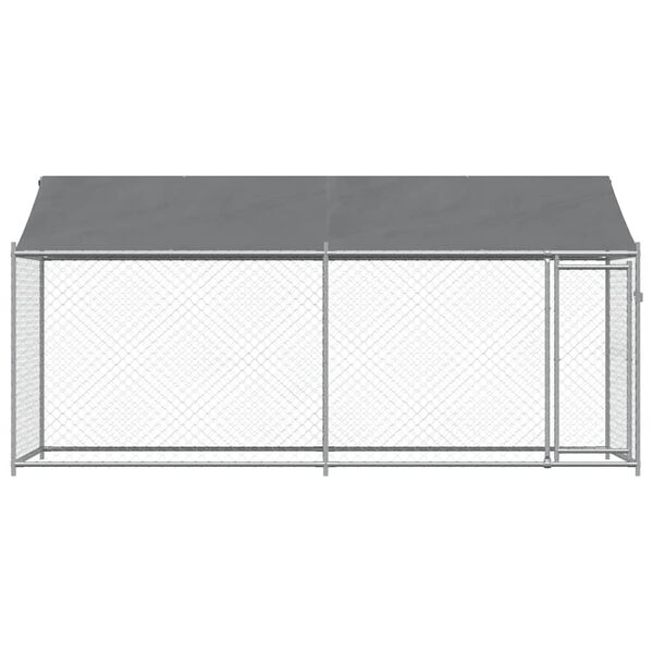 vidaXL Jaula de perros techo y puerta acero galvanizado gris 4x2x2 m
