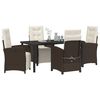 vidaXL Conjunto de Comedor de Jard&iacute;n 5 pcs Marr&oacute;n rat&aacute;n sint&eacute;tico