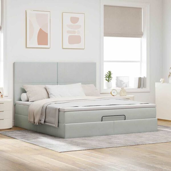 vidaXL Estructura cama otomana colchones terciopelo gris claro
