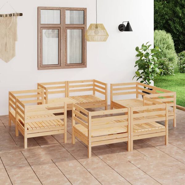 vidaXL Juego de muebles de jard&iacute;n 8 piezas madera maciza de pino
