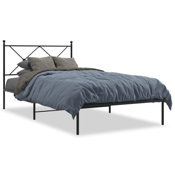 vidaXL Estructura cama sin colch&oacute;n con cabecero metal negro 100x200 cm