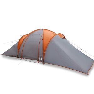 vidaXL Tienda familiar con c&uacute;pula impermeable 6 personas gris naranja