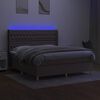 vidaXL Cama box spring colch&oacute;n y luces LED tela gris taupe 180x200 cm