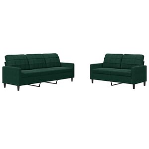 vidaXL Juego de sof&aacute;s con cojines 2 piezas terciopelo verde oscuro