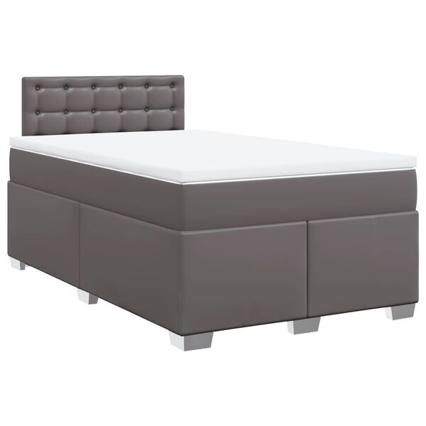 vidaXL Cama box spring con colch&oacute;n cuero sint&eacute;tico gris 120x200 cm