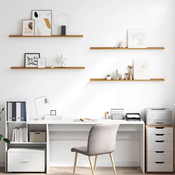 vidaXL Estante de pared con estante 4 pcs Beige 115 x 9 x 3 cm