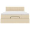 vidaXL Cama otomana con colch&oacute;n y luces LED Tela crema 140x200 cm