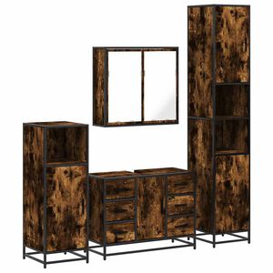 vidaXL Set de muebles ba&ntilde;o 4 pzas madera contrachapada roble ahumado