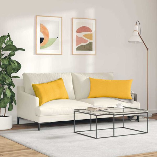 vidaXL Cojines de sof&aacute; 2 pcs Amarillo Claro 80 x 40 cm Tela de pana