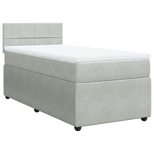vidaXL Cama box spring con colch&oacute;n terciopelo gris claro 80x200 cm