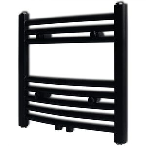 vidaXL Radiador toallero de ba&ntilde;o curvo negro 480x480 mm