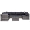 vidaXL Set de muebles de jard&iacute;n 9 pzas rat&aacute;n sint&eacute;tico y cojines gris