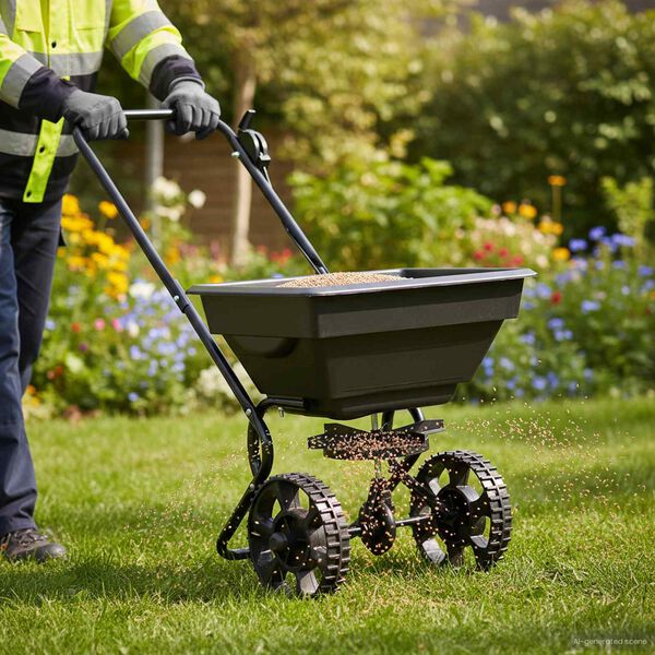 vidaXL Esparcidor Negro 82 x 46 x 75 cm PVC y Acero