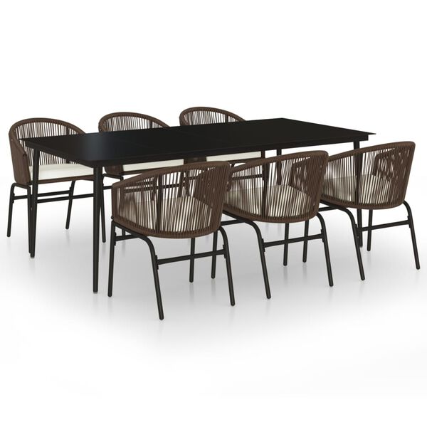 vidaXL Juego de comedor de jard&iacute;n 7 piezas marr&oacute;n