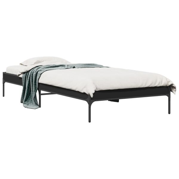 vidaXL Estructura de cama madera ingenier&iacute;a y metal negro 100x200 cm