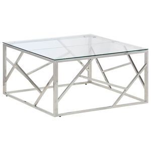 vidaXL Mesa de centro plateada acero inoxidable y vidrio templado