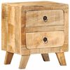 vidaXL Mesilla de noche 2 uds 40x32x46 cm madera mango rugosa