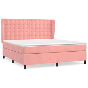 vidaXL Cama box spring con colch&oacute;n terciopelo rosa 180x200 cm
