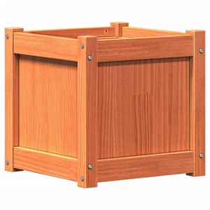 vidaXL Jardinera exterior madera maciza pino marr&oacute;n cera 40x40x40 cm