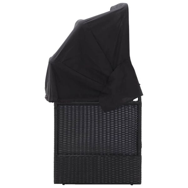 vidaXL Tumbona de jard&iacute;n con toldo rat&aacute;n sint&eacute;tico negro