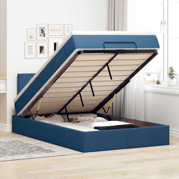 vidaXL Estructura de cama otomana colch&oacute;n tela azul 120x190 cm