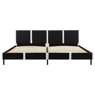 vidaXL Estructura de cama cuero sintético negra y blanca 150x200 cm