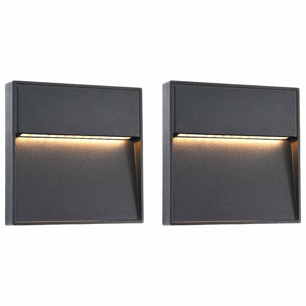 vidaXL L&aacute;mparas LED de pared para jard&iacute;n 2 unidades cuadrada negra 3 W