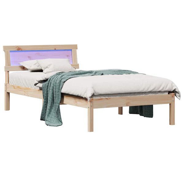 vidaXL Estructura de cama Marrón 75 x 190 cm Madera de pino macizo