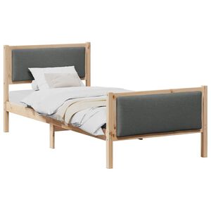 vidaXL Estructura de cama con cabecera Gris oscuro 90 x 200 cm tela