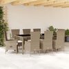 vidaXL Set comedor de jard&iacute;n 9 pzas con cojines rat&aacute;n sint&eacute;tico beige