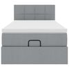 vidaXL Cama otomana con colch&oacute;n y LED tela gris claro 90x200 cm