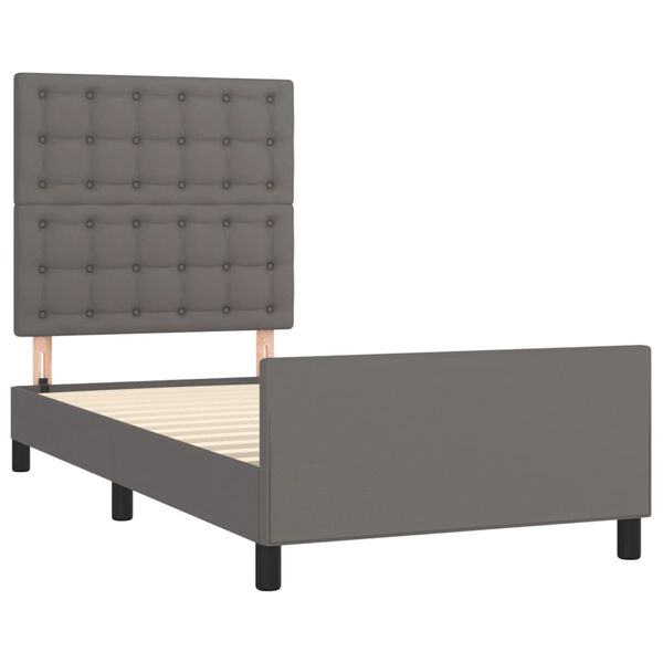 vidaXL Estructura de cama sin colch&oacute;n cuero sint&eacute;tico gris 100x200 cm