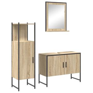 vidaXL Juego de muebles de ba&ntilde;o 3 pcs Marr&oacute;n Madera contrachapada