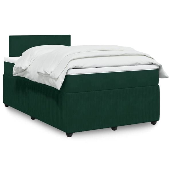 vidaXL Cama box spring con colch&oacute;n terciopelo verde oscuro 120x190 cm
