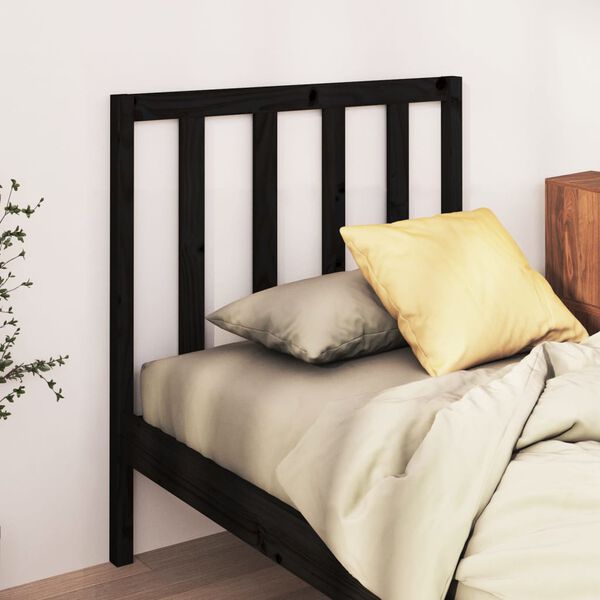 vidaXL Cabecero de cama madera maciza de pino negro 95x4x100 cm