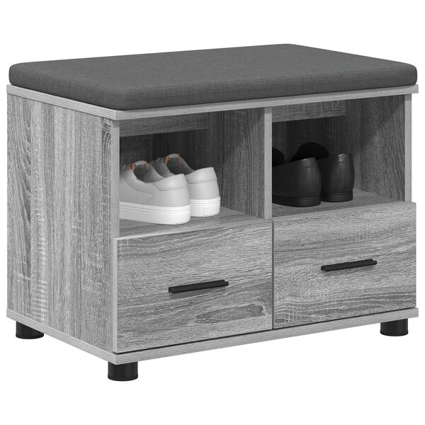 vidaXL Banco de entrada con coj&iacute;n Gris Sonoma 60 x 38 x 46 cm