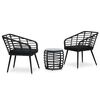 vidaXL Set de mesa y sillas de jard&iacute;n 3 piezas rat&aacute;n sint&eacute;tico negro