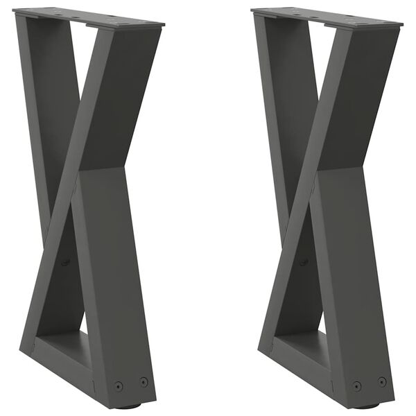 vidaXL Patas para mesa de centro (2 unidades), antracita, 38 x (42-43,3) cm, acero